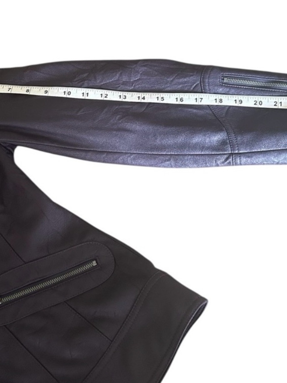 Vintage Y2K Conrad C Collection Eggplant Purple Faux Leather Moto Jacket Size 14 - Picture 7 of 7